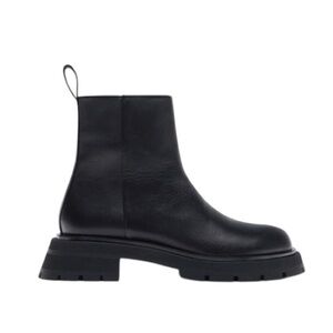 Zara Black Leather Ankle Boots Brand New Size  5.5 / 6